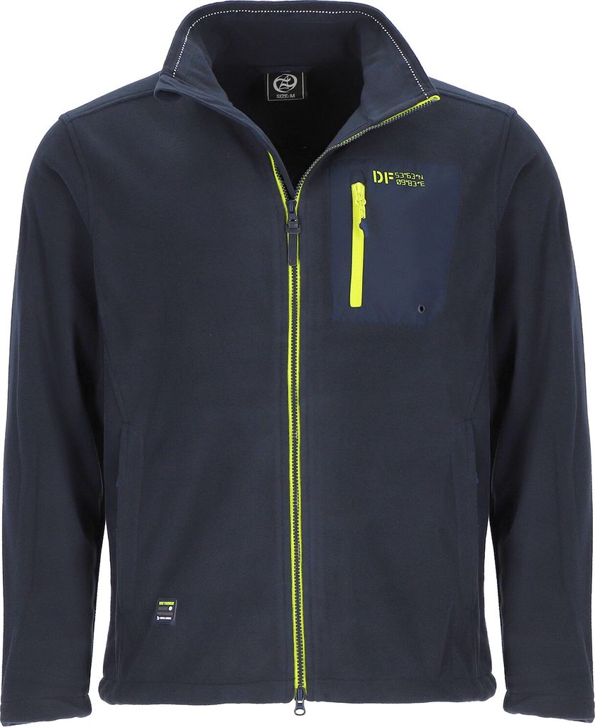 Dry Fashion Herren Fleecejacke Esens mit Stehkragen - Wärmende Jacke in sportiver Passform in Navy Größe L