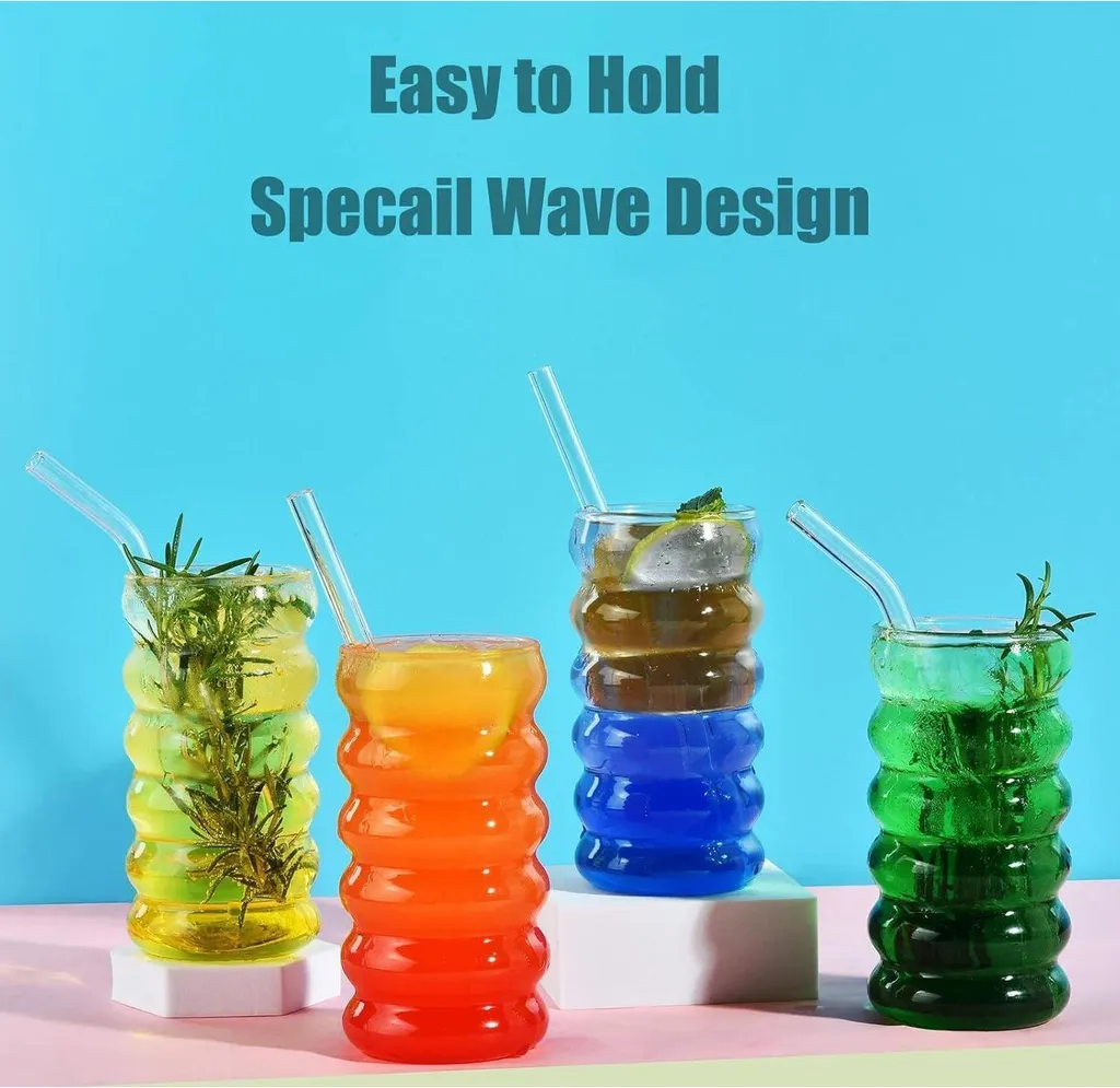Bicchieri Estetici ALINK Wave 475ML | Set 4 Pezzi per Matcha & Coffee - 3