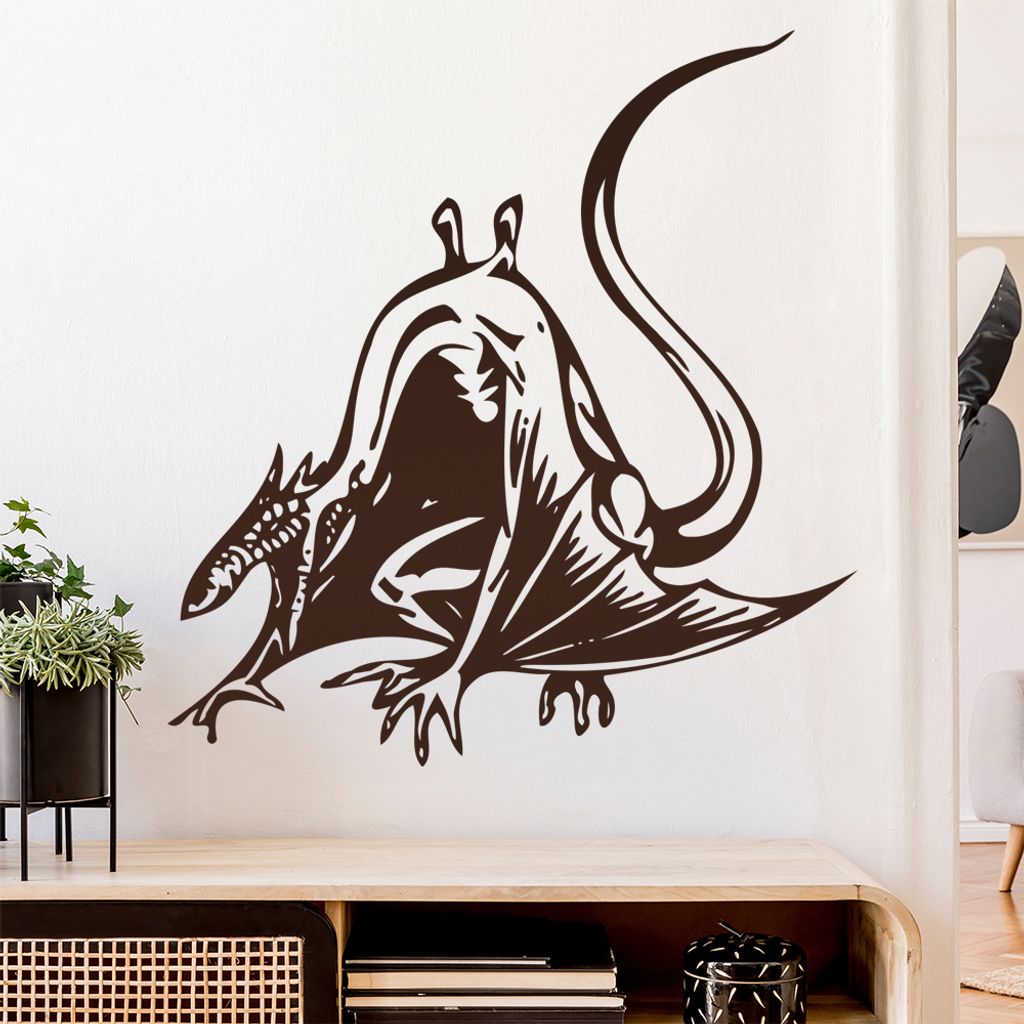 Drachen Angriff Wandtattoo in 6 Größen - Wandaufkleber Wall Sticker - Dekoration, Küche, Wohnzimmer, Schlafzimmer, Badezimmer