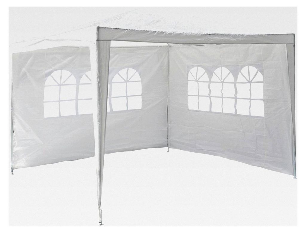 Nexos PE-Pavillon mit 2 Seitenteilen für Garten, Terrasse, Markt, Camping und Festival, wasserdicht 3 x 3 m weiß