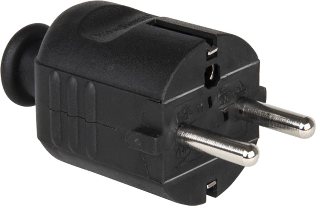 PCE Schutzkontaktstecker PP 2SL, schwarz