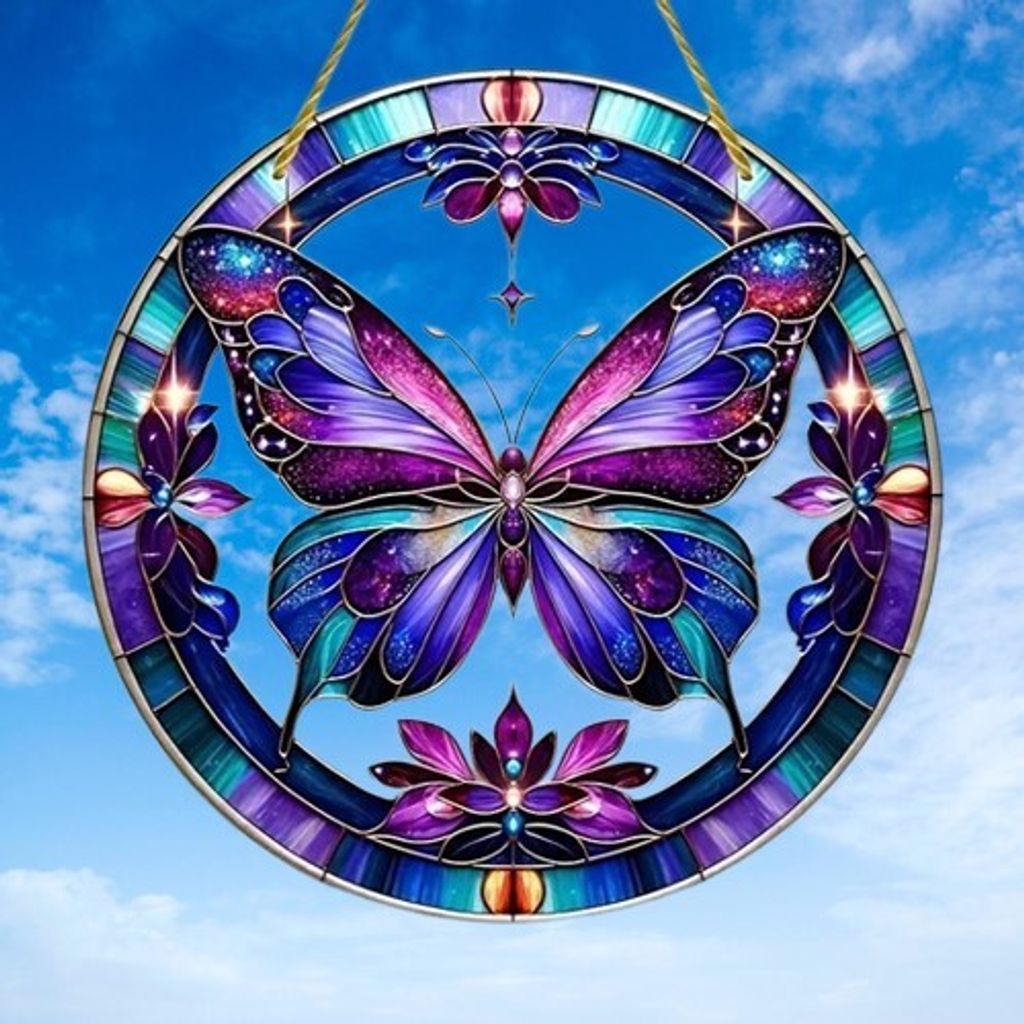 5 Stück SUNPLAY Sonnenfänger 20cm Suncatcher Gartenstecker Schmetterl. FARBMIX