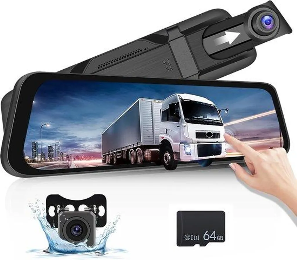 Caméra double pour voiture 1080p noire Dashcam avant et arrière Full HD
