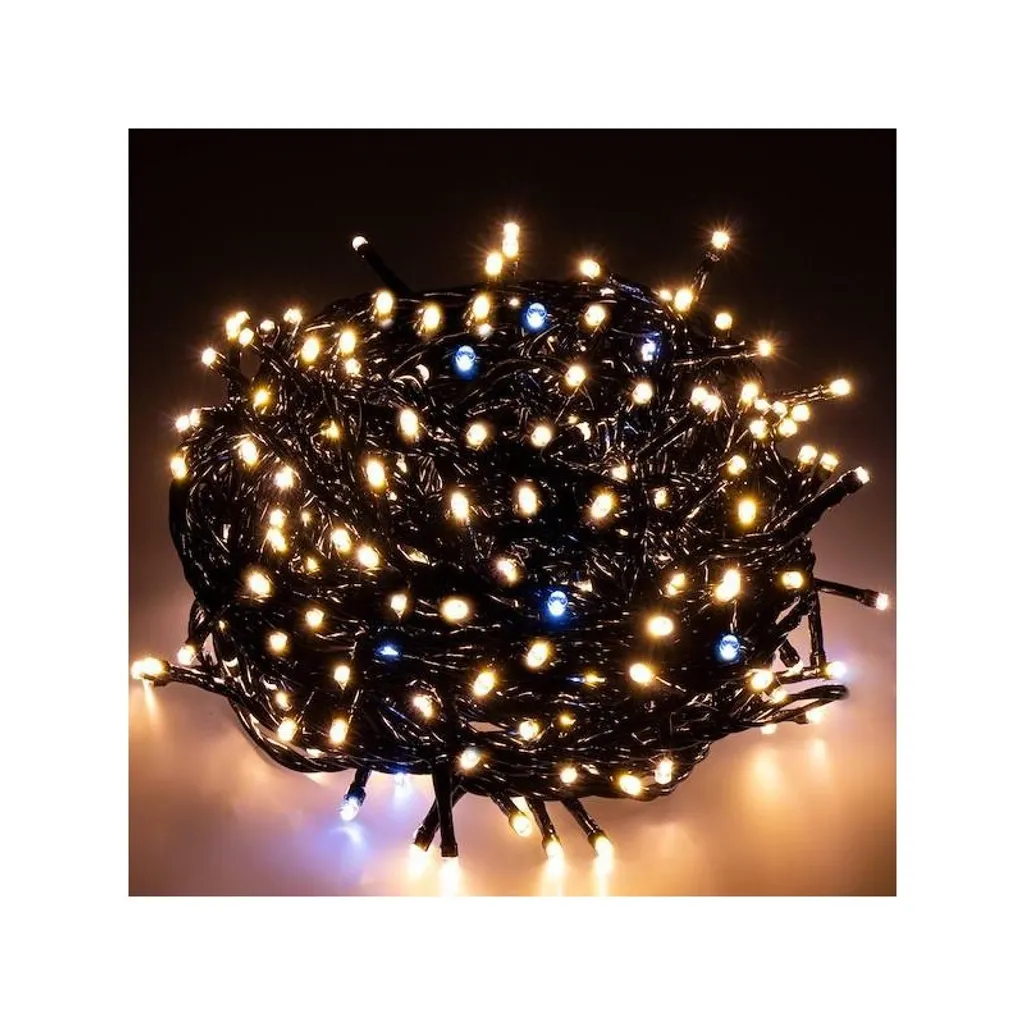 Guirlande lumineuse scintillante 500 LED blanc chaud et blanc flash 7787