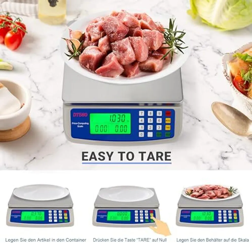 Bilancia da Cucina Digitale, 10 kg, Piattaforma in Acciaio Inox