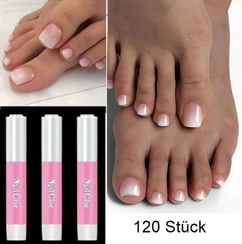 GKA 120 Stück Künstliche Fußnägel Zehennägel K2 kurz rosa Produktbild 