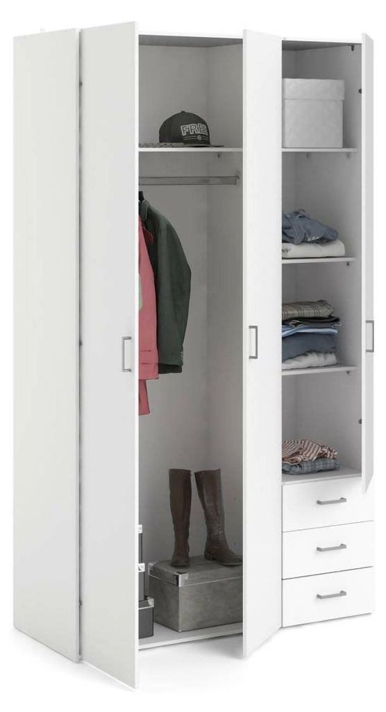 Kleiderschrank mit drei Türen und drei Schubladen, Farbe Produktbild 