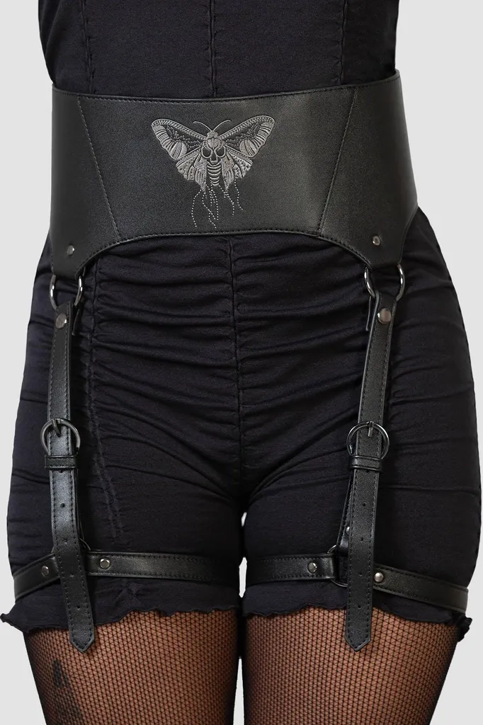 Harnais de Jambe Style Punk en Cuir Vegan Ceinture Leg Harness XS-S Noir - 3