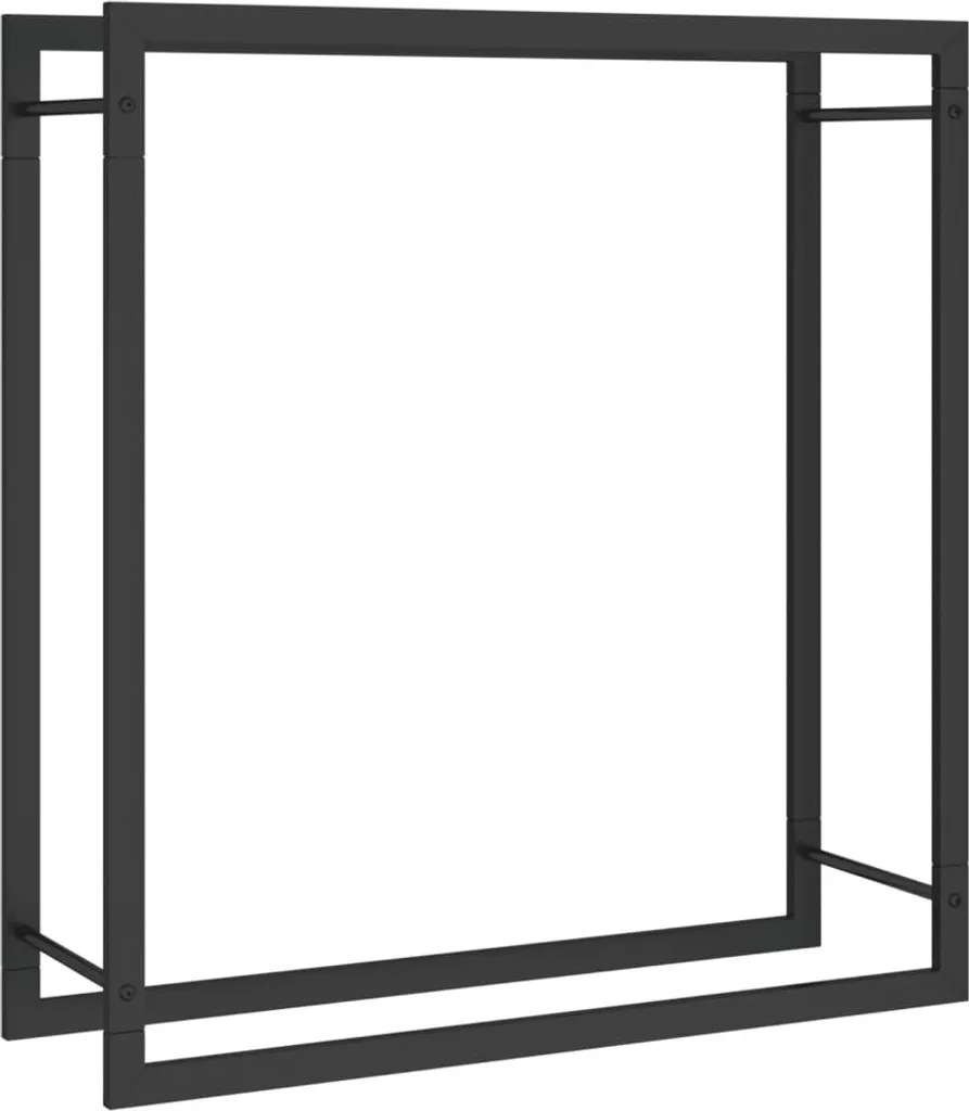 Scaffale Portalegna Design Industriale 80x28x86 cm Acciaio Nero