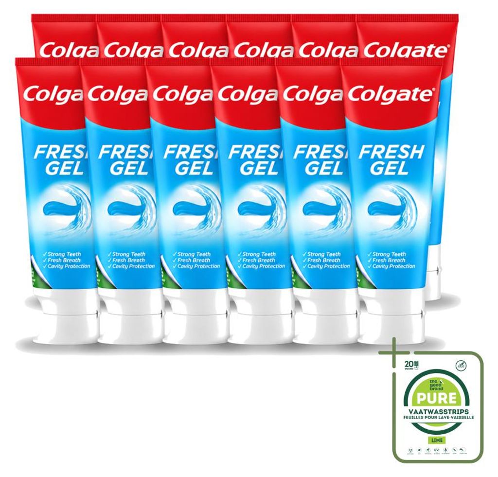 12 x Colgate Blue Fresh Gel tandpasta - 75 ml - Grote Productafbeelding 