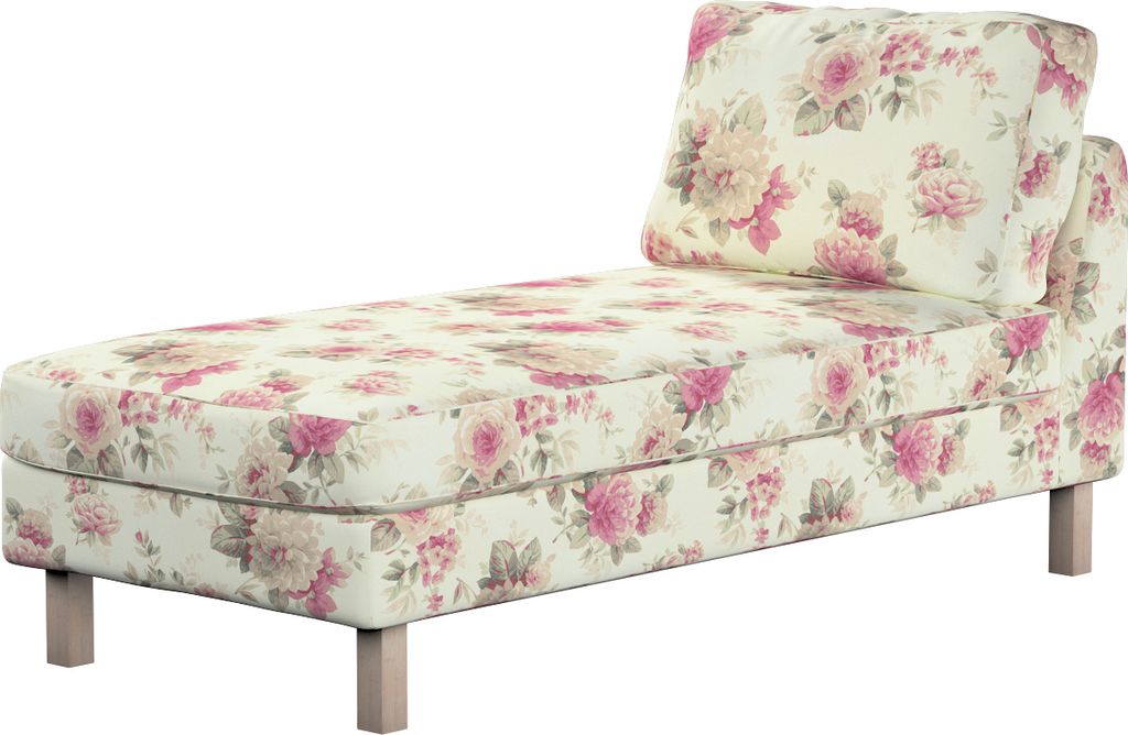 Dekoria Bezug für Karlstad Recamiere ohne Armlehne kurz, beige- rosa, Bezug für Recamiere Karlstad ohne Armlehne