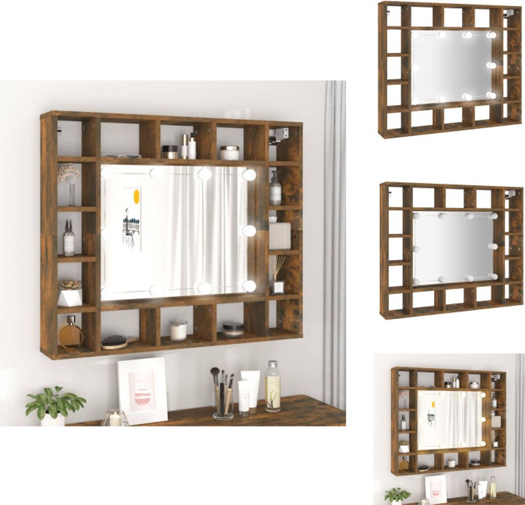vidaXL Spiegelschrank mit LED Räuchereiche 91x15x76,5 cm - Badezimmerwaschtische