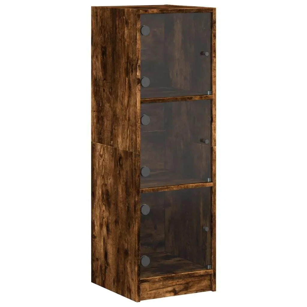 Credenza SYFAX Rovere Fumo con Ante in Vetro: Eleganza 35x37x109