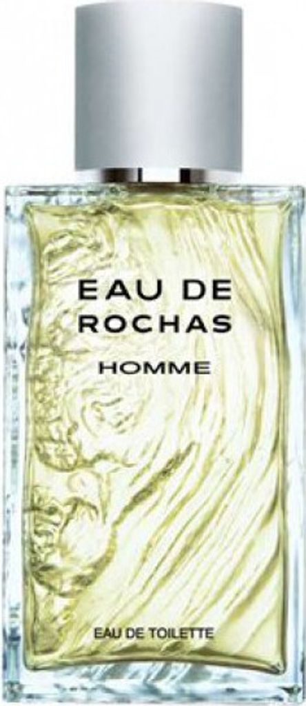 A clear, front-facing studio shot of a bottle of Eau de Rochas Homme Eau de Toilette.