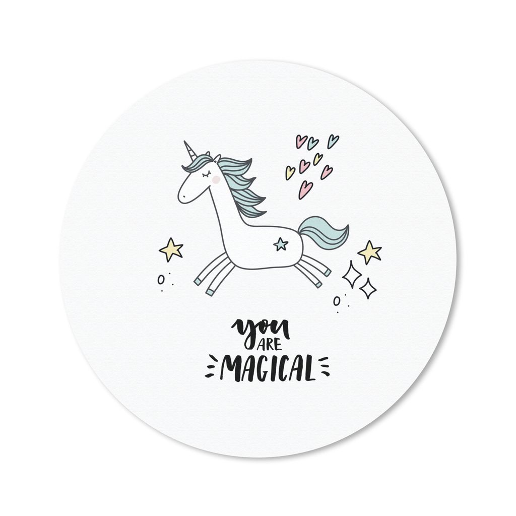 MuchoWow Mauspad Mousepad Einhorn - Kinder - Zitate - Du bist magisch - Mädchen 50x50 cm - Mousepads - Maus Mat - Pad - Mausunterlage - Vinyl