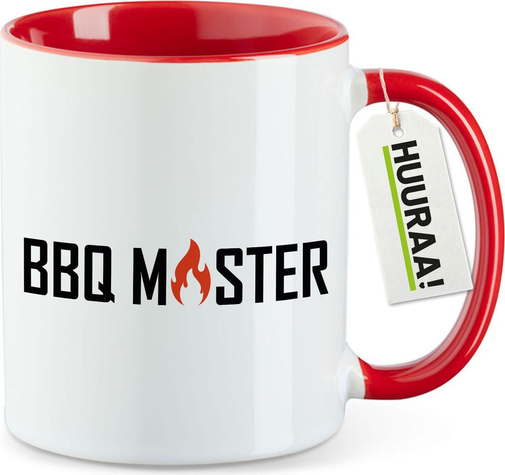 Huuraa Kaffeetasse BBQ Master Grillen 330ml Rot Keramik Kaffeebecher Geschenkidee