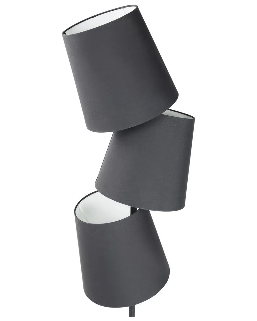 Grand luminaire de lecture noir 164 cm - Lampe sur pied 3 feux de salon