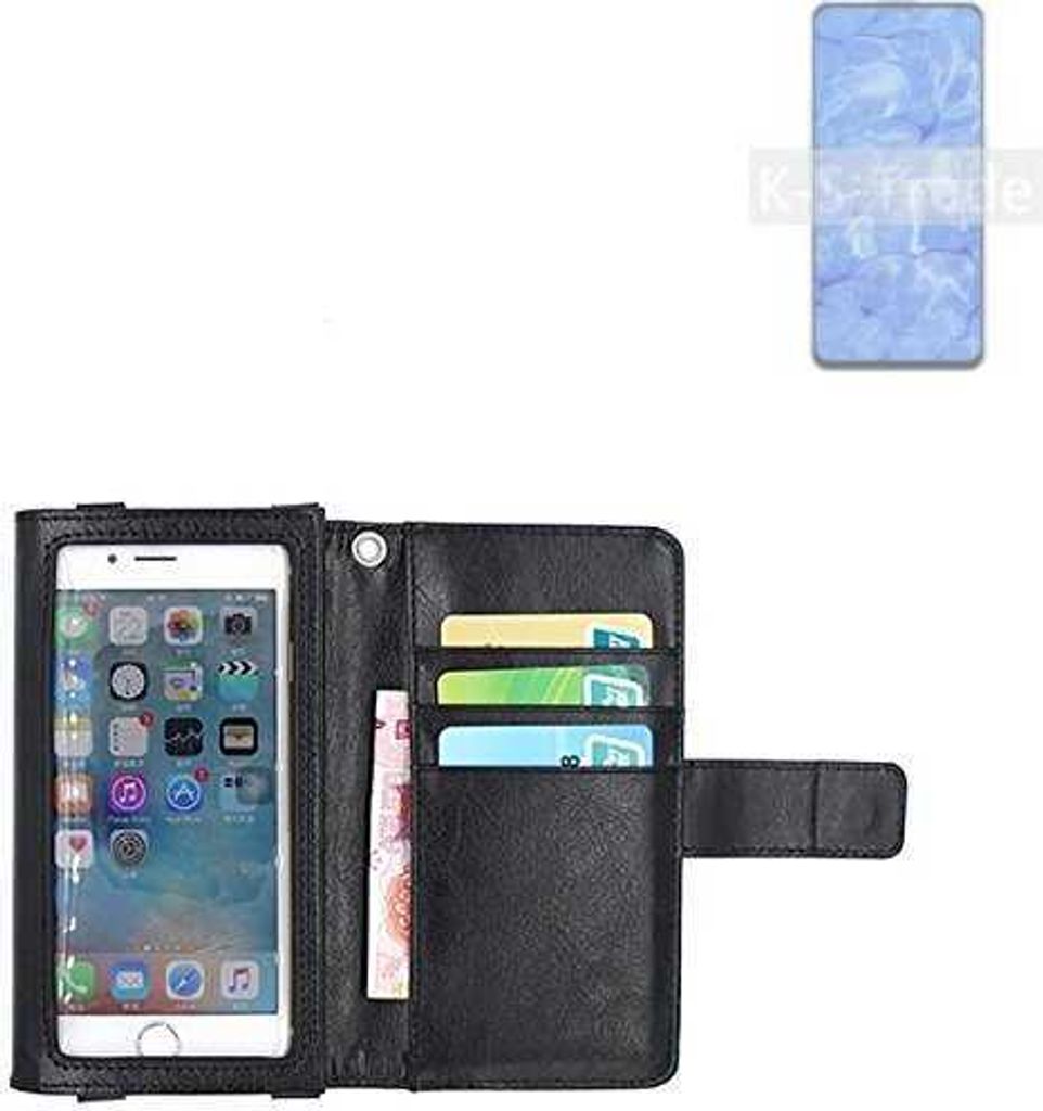 K-S-Trade Handy Hülle Schutz Hülle Kompatibel mit Oppo Reno6 5G Case mit Displayschutz / Schutzfolie Flip Cover Wallet case Etui Hülle schwarz