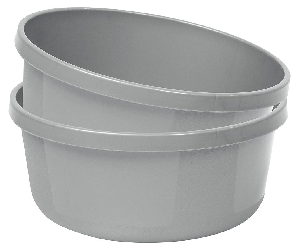 2 x Schüssel 8 Liter - rund - Ø32 x H 14 cm - grau - Waschschüssel