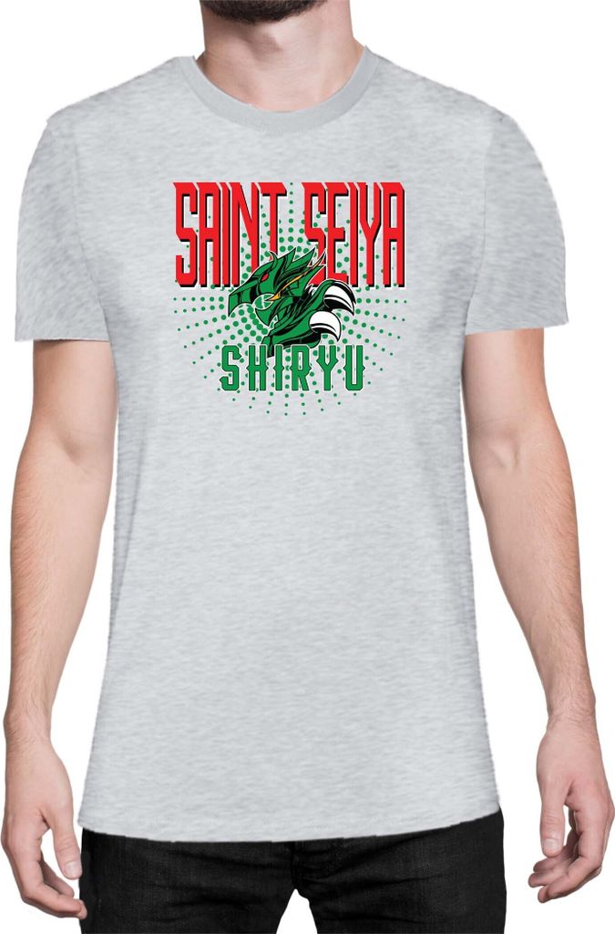 Herren T-Shirt Japan Anime Manga Saint Anime Seiya Shiryu Shiryu, Man M / Grau