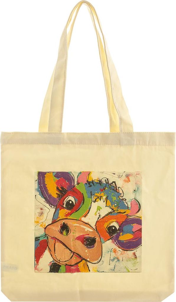 Prato CS01 Canvas Umhängetasche Einkaufsbeutel Tragetasche bedruckt funny cow