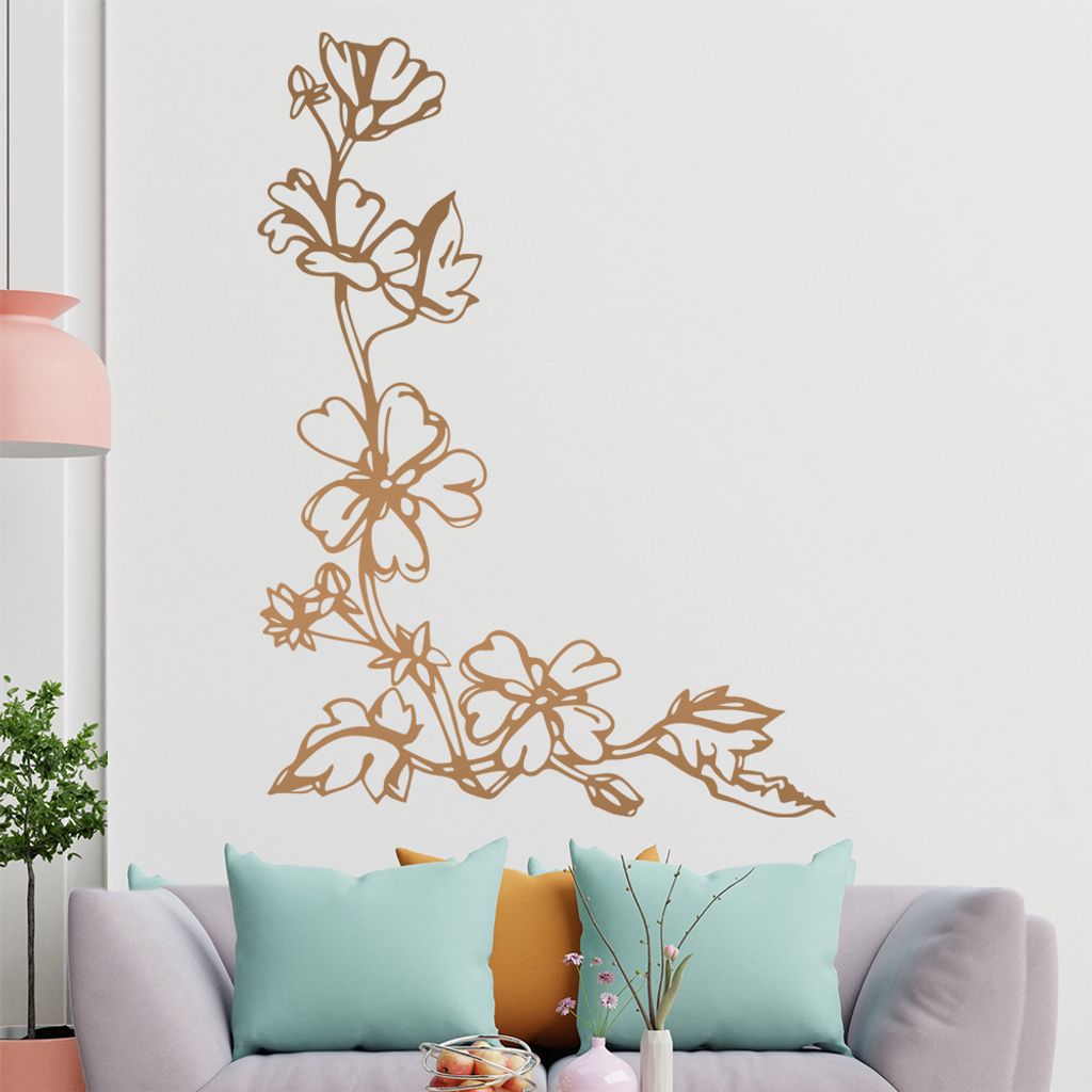 Blumen - Ranken Wandtattoo in 6 Größen - Wandaufkleber Wall Sticker - Dekoration, Küche, Wohnzimmer, Schlafzimmer, Badezimmer
