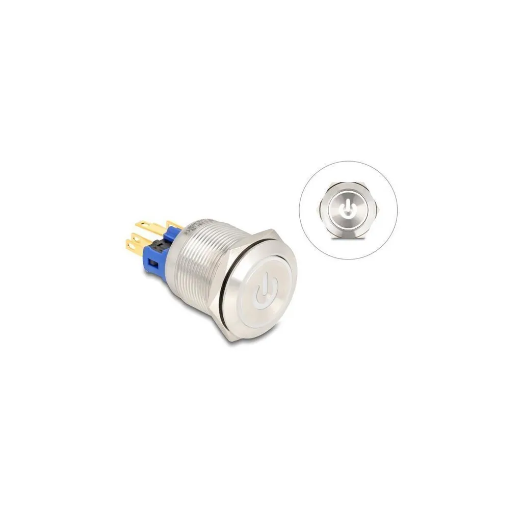 Bouton Power LED blanche 22 mm pour boîtier PC et contrôle Delock