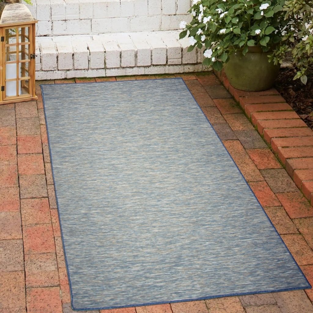Teppich für Innen- und Außenbereich meliert in Sisaloptik beidseitig verwendbar in Blau Größe - 80 x 150 cm