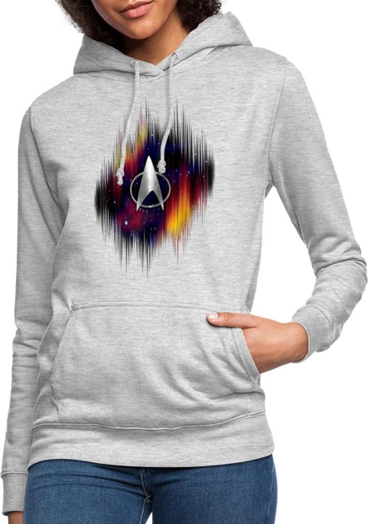 Spreadshirt Star Trek The Next Generation Silber Logo Damen Hoodie, XL, Hellgrau meliert