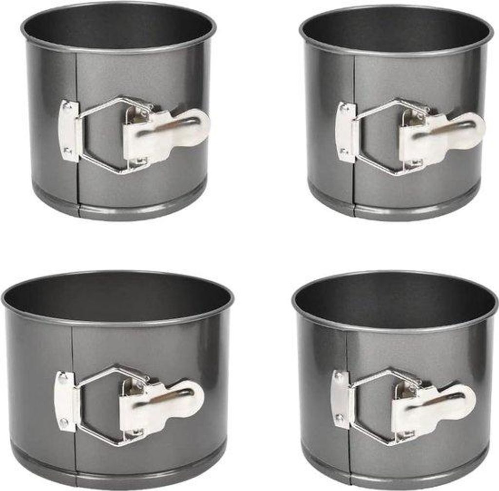 Backofen-Set aus 4 Metall-Non-Stick-Springform-Formen - Leckstichfest Runde 12cm 14cm 16cm 18cm - 10cm Tiefe
