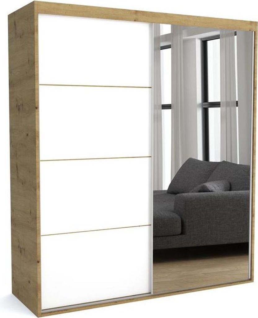 FURNLUX Garderobenmatte C Weiss Und Braun 190cm / Hauptfarbe: Weiß / Abmessungen: 190 x 60 x 205 cm