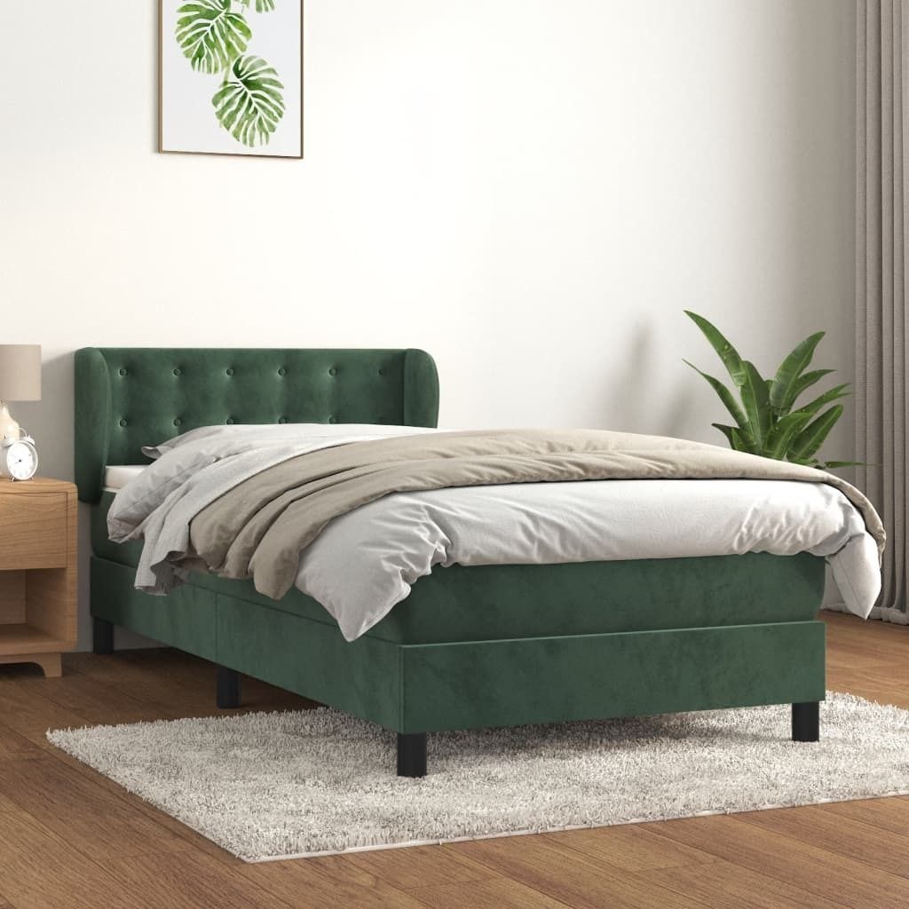 Maison Exclusive - Boxspringbett mit Matratze Dunkelgrün 90x190 cm Samt