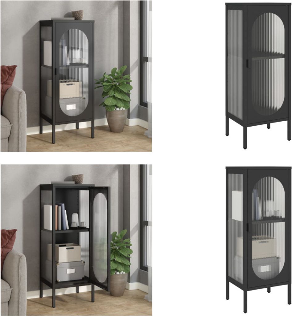 vidaXL Sideboard Noir 40x35x105 cm Verre et acier - Image du produit 