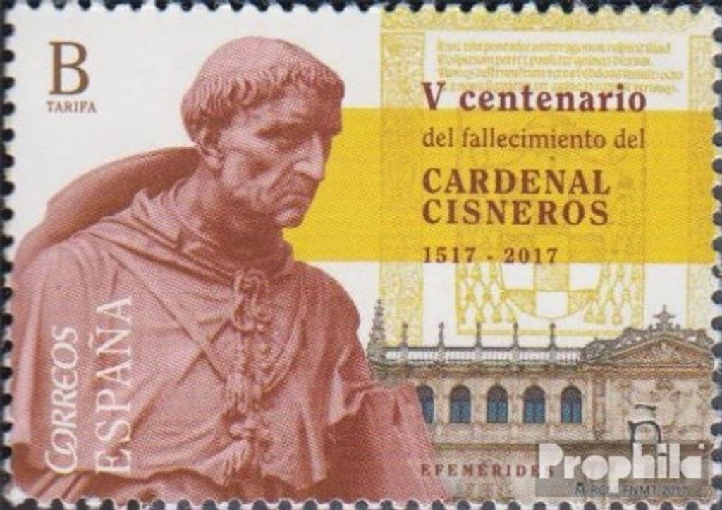 Briefmarken Spanien 2017 Mi 5126 (kompl.Ausg.) postfrisch Francisco Jimenez de Cisneros