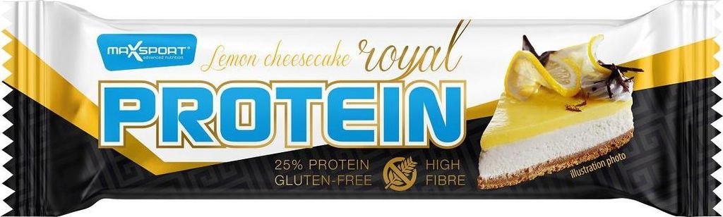 Max Sport Royal Protein Bar 60 g lemon cheesecake / Riegel, Cookies & Brownies / Leckerer glutenfreier Proteinriegel mit hohem Gehalt an prebiotisc...