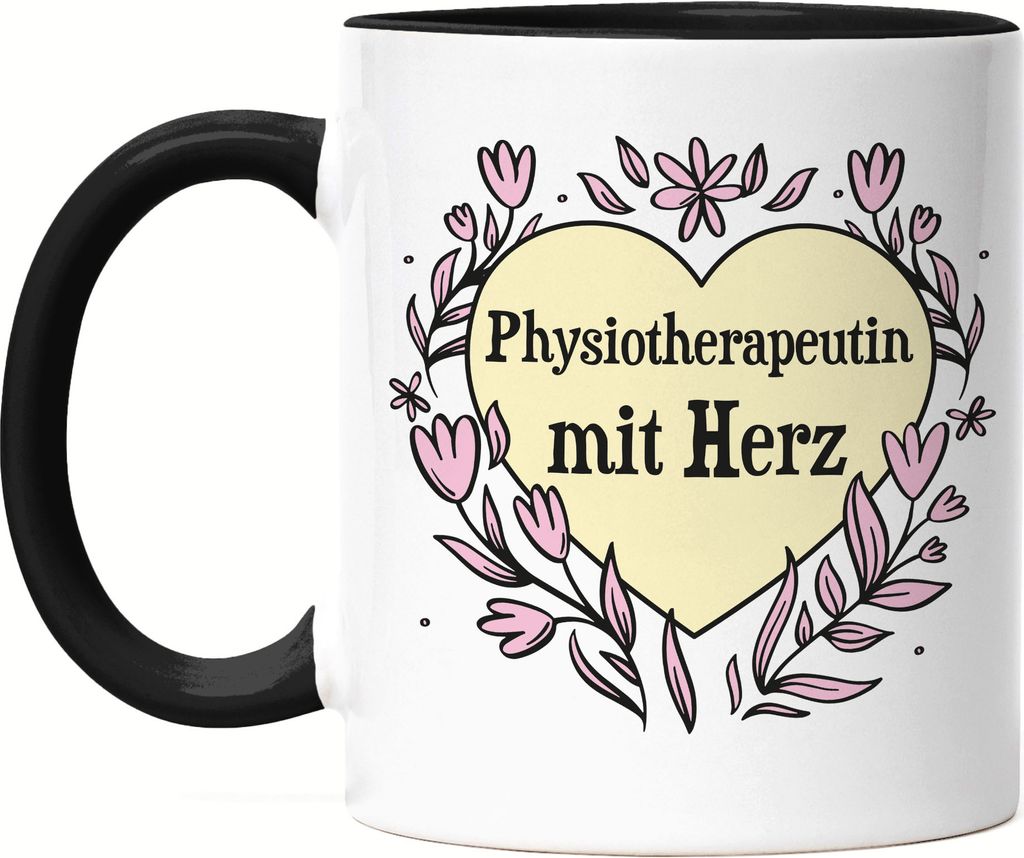Physiotherapeutin mit Herz Tasse Schwarz Geschenkidee Zum Danke Sagen Beste Physiotherapeutin