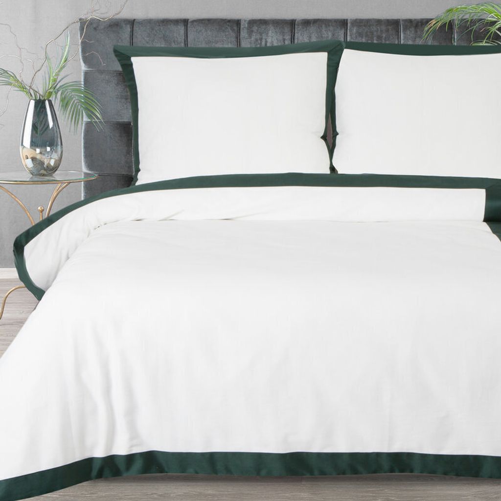 Eurofirany Bettwäschegarnitur Bettwäsche Satin REINA25B 160x200 cm 3 TLG SET: mit 2 Kissenbezüge 70x80 cm weiß Z