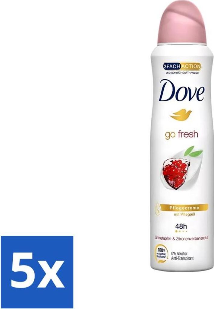 Dove - Deodorant - Go Fresh Granatapfel - Frischer und fruchtiger Duft - 150 ml - Vorteilspack - 5 Stücke