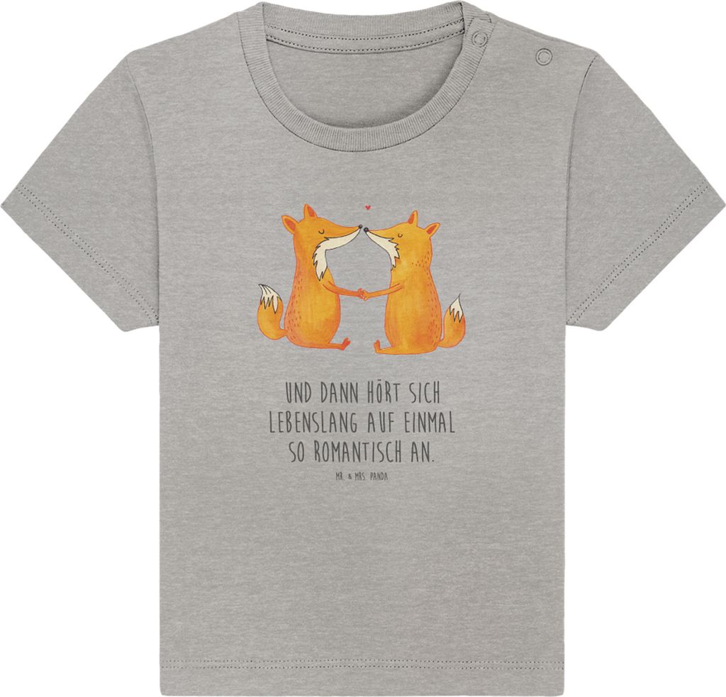 Mr. & Mrs. Panda T-Shirt Füchse Liebe 12. - 18. Monat - Heather Grey - Geschenk, Kinder, Fuchs, Öko Baby, Verlobte, Kleinkind, Freundin, Paar, Ba...