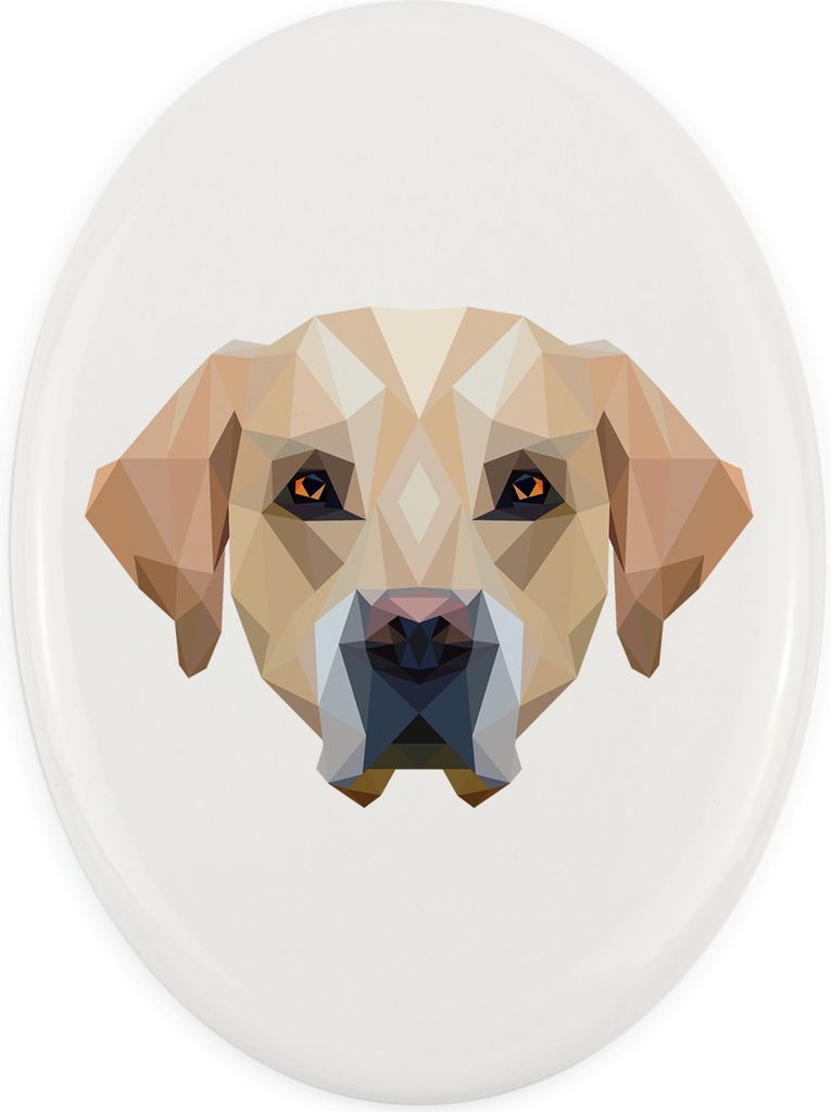 Labrador Retriever - Fliese mit geometrischem Bild und Schriftzug der Marke Art-Dog