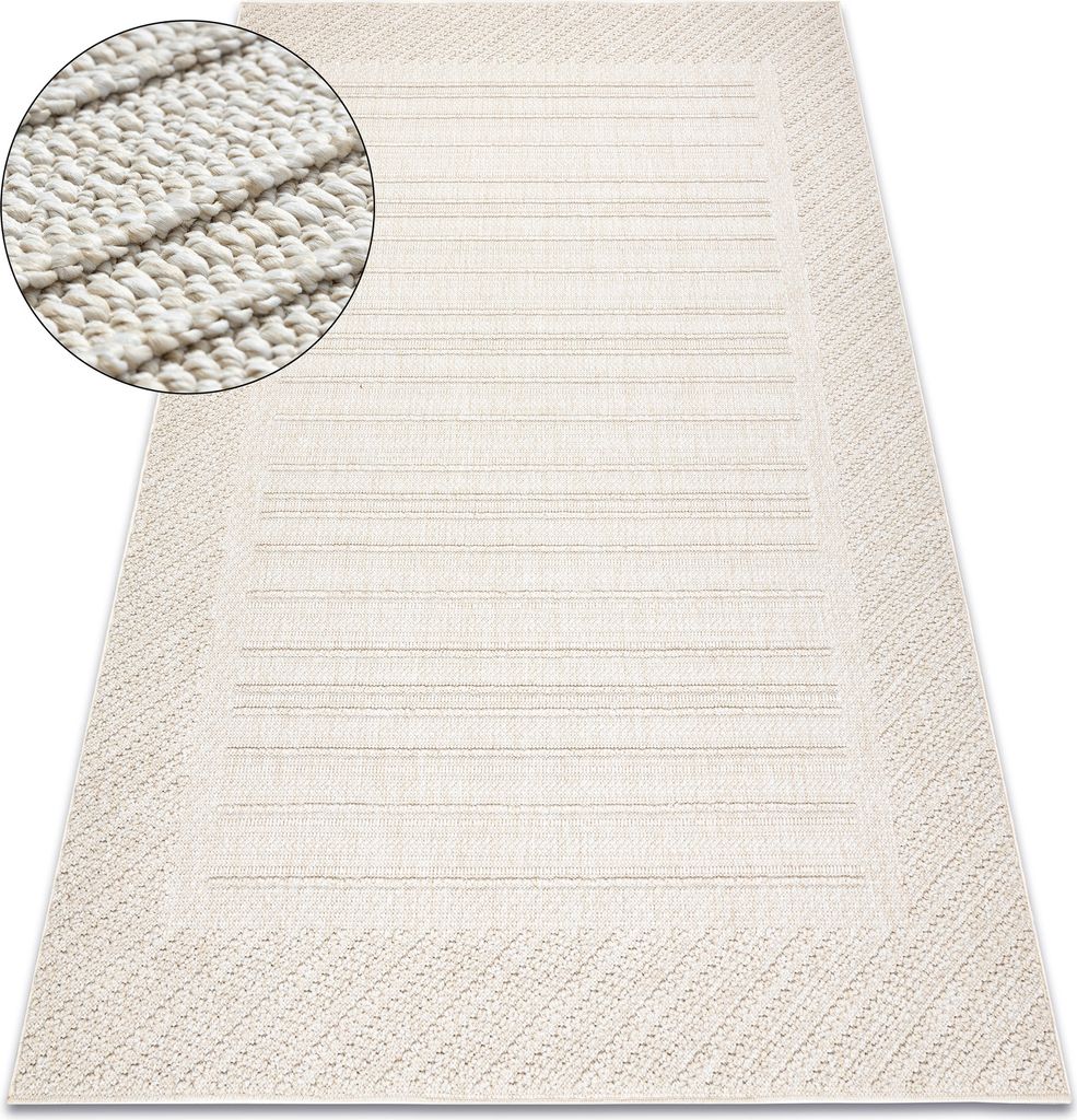 Teppich JERSEY 19261 creme - Rahmen, struktur, Schleife BOHO beige 120x170 cm