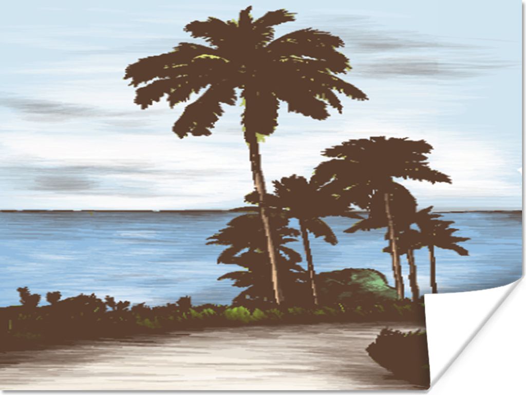 MuchoWow Poster Meer - Palme - Aquarell 80x60 cm - Kunst für zu Hause