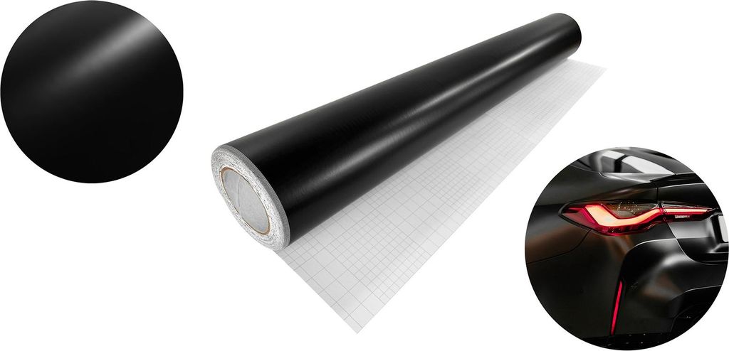 Autofolie Matt 100x3000 cm - Schwarz Matt - Klebefolie Auto mit Luftkanal-Kleber und UV-Schutz - Selbstklebend Folie für Innen und Außen - Auto F...