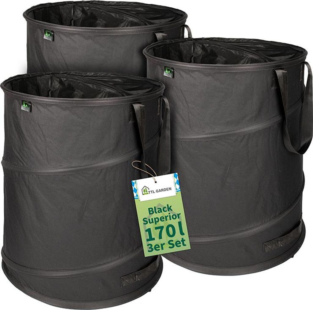 TTL GARDEN BLACK SUPERIOR 3x 170L Pop Up Gartensack Schwarz Produktbild 
