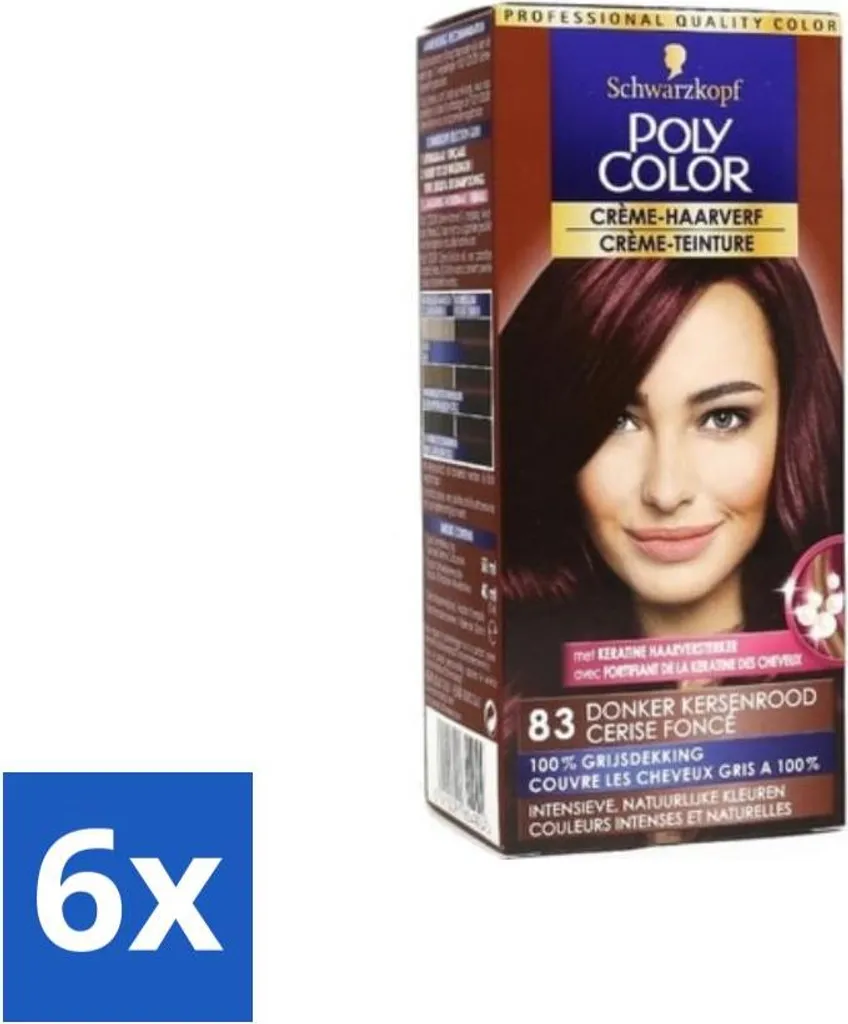 Poly Color Rouge Cerise Foncé 50ml Solution Coloration Durable Pack de 6