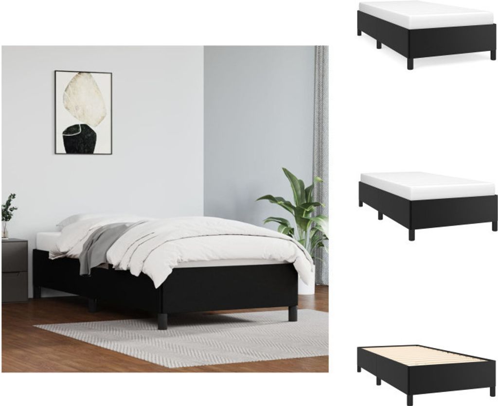vidaXL Bettgestell Schwarz 100x200 cm Kunstleder - Betten & Bettgestelle
