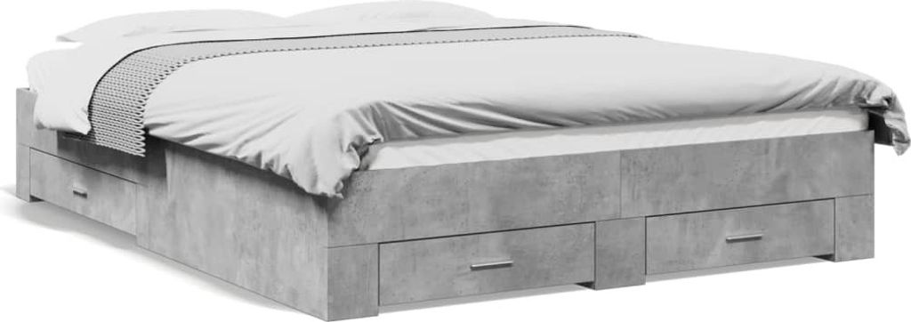 Maison Exclusive - Bettgestell mit Schubladen Betongrau 150x200 cm Holzwerkstoff