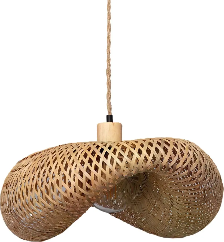 Lustre en bambou design suspension ovale marron Ponti 110x60 cm