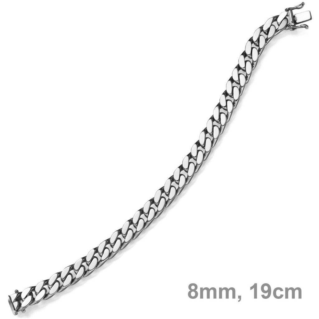 8mm breites Armband Armkette Panzerarmband 585 Echt Gold Weißgold 19cm Uni