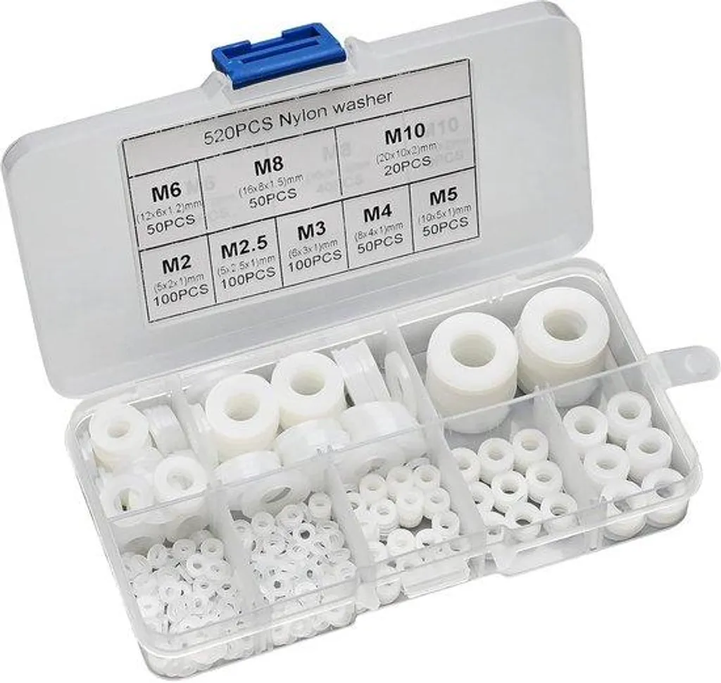 Rondelle Plastique M2-M10 Anti-Corrosion - Kit d'Isolation en Nylon Blanc
